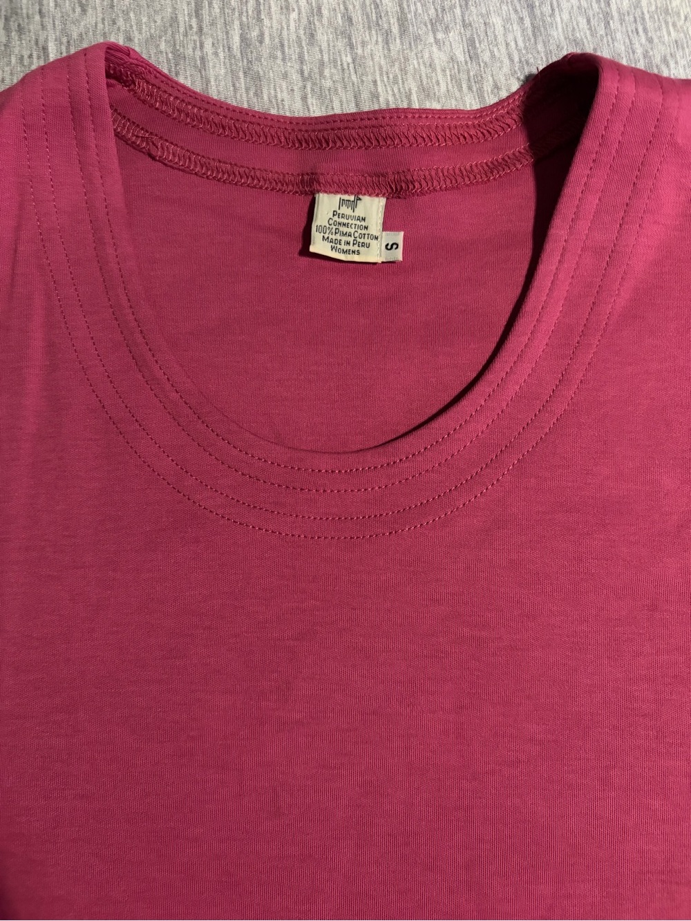 Peruvian Connection Deep Raspberry Crewneck Short Sleeve Tee - Picture 2 of 4